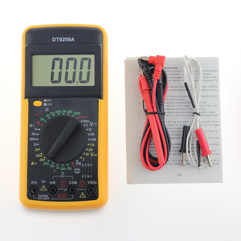 Мультиметр DT-9208A, цифровий тестер для сили струму, напруга, опір, частоти та ємності фото - 8