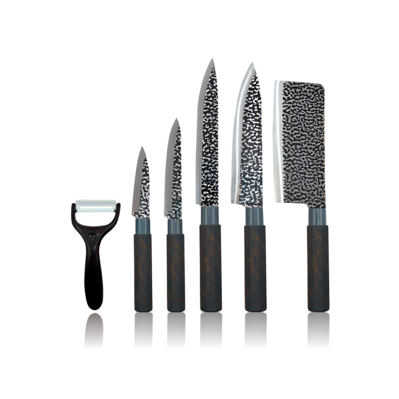 Набор Bass Kitchen knife B821, 6 предметов. 5 ножей из нержавеющей стали. Керамическая овощечистка фото - 6