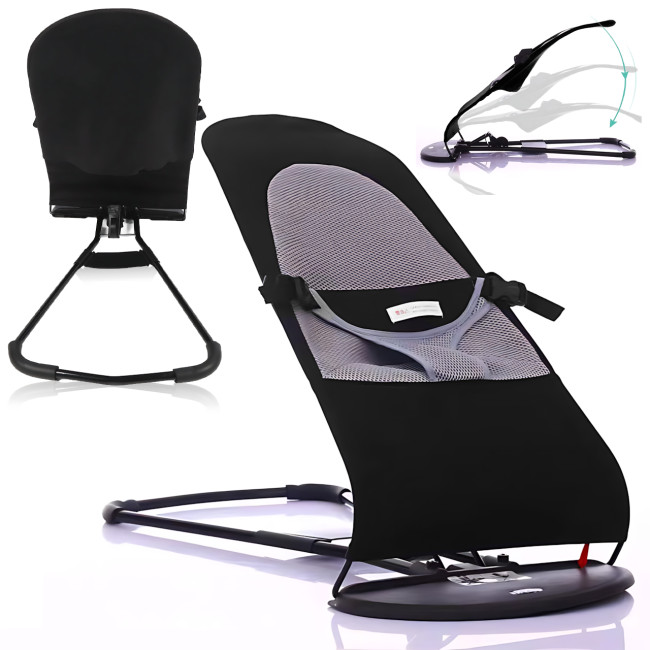 Детское кресло-шезлонг Baby Recliner Chair MA294, кресло-качалка с 3 уровнями наклона, от рождения до 2 лет, черный