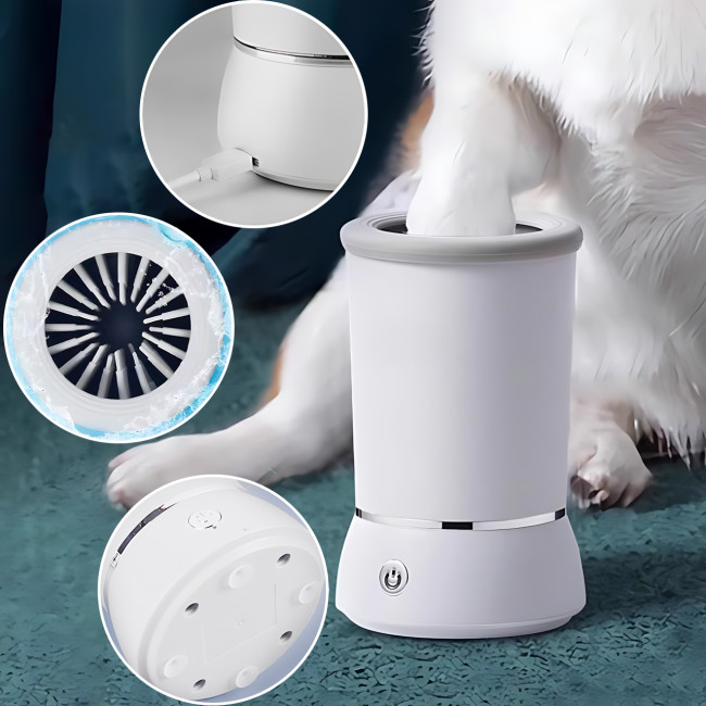 Автоматична лапомийка для собак і кішок PET FOOT WASH 827-6, 2000 мА·год, USB заряджання, щетинки із силікону