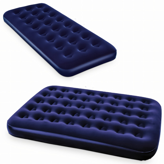 Надувной матрас Avenli Flocked Air Bed Twin, одноместный 191х99х22см, водоотталкивающий велюр и ПВХ, синий