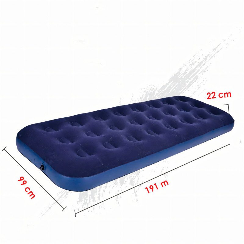 Надувной матрас Avenli Flocked Air Bed Twin, одноместный 191х99х22см, водоотталкивающий велюр и ПВХ, синий фото - 6