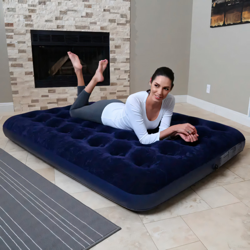 Надувной матрас Avenli Flocked Air Bed Twin, одноместный 191х99х22см, водоотталкивающий велюр и ПВХ, синий фото - 7