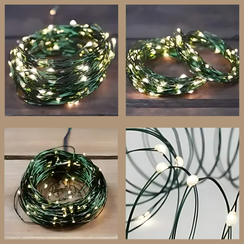 Гірлянда Роса ЗЕЛЕНА USB 10 м, 100 LED, на гнучкому зеленому дроті, 8 режимів, IP20, декоративна мікрогірлянда AND 5335 фото - 6