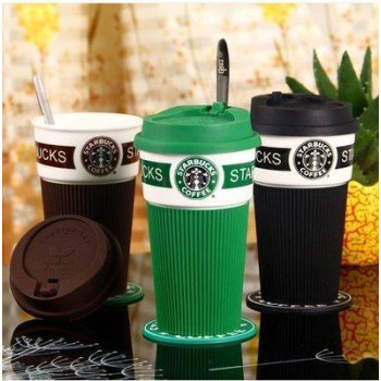 Термокружка Starbucks Старбакс 350 мл керамическая с резиновым чехлом