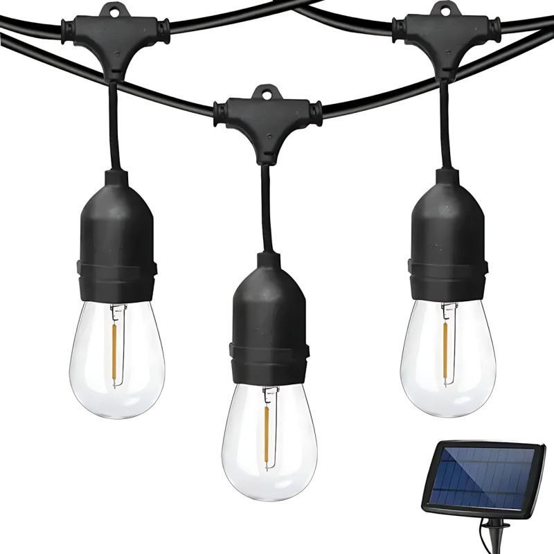 Светодиодная уличная гирлянда в стиле ретро лампочек SFK-13, 5 м, 10 LED, с солнечной панелью фото - 3