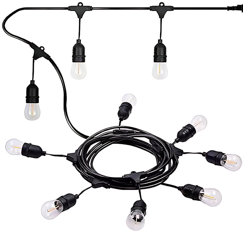 Светодиодная уличная гирлянда в стиле ретро лампочек SFK-13, 5 м, 10 LED, с солнечной панелью фото - 2