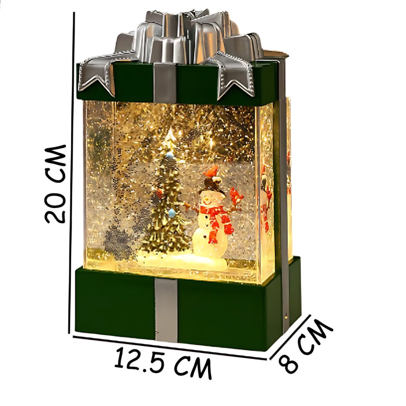 Декоративний ліхтар-сніговик з ефектом снігопаду, підсвіткою й музикою, музична фігурка сніговик 803, 360°, батарейки + USB фото - 37