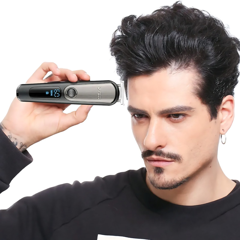 Машинка для стрижки волос/бороды 5в1 VGR V-105, 5 Вт, аккумуляторная с USB-зарядкой, LED-дисплеем, водонепроницаемая, с насадками фото - 9