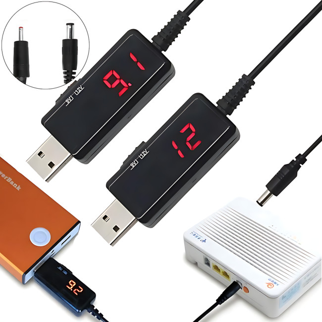 Кабель для роутера USB-DC, що підвищує перетворювач постійного струму  5.5-2.1 + 3.5-1.35 мм