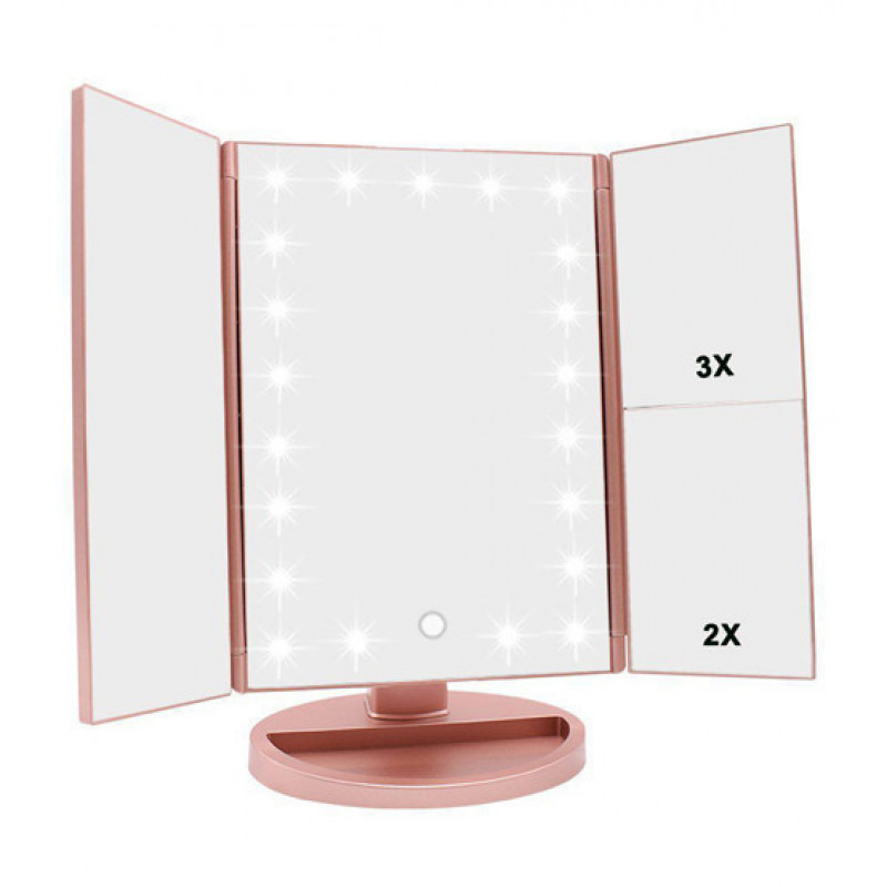 Зеркало с подсветкой MAGIC MAKEUP MIRROR тройное 22 LED фото - 5
