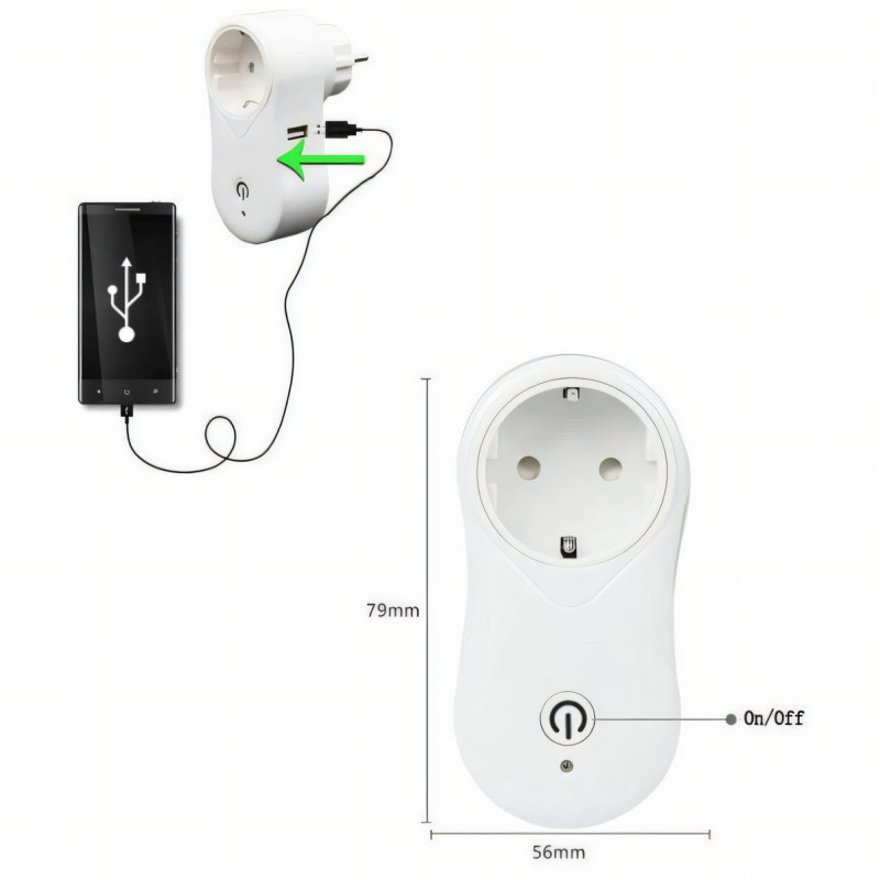 Розумна розетка з Wi-Fi + USB, інтелектуальна смарт-розетка TUYA з керуванням смартфоном, біла фото - 8
