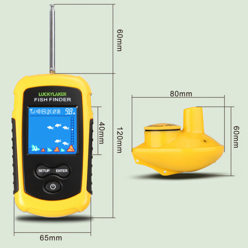 Портативний ехолот Fish Finder для літньої та зимової риболовлі, виявлення 0,6-73 м, 90°, водонепроникний фото - 5