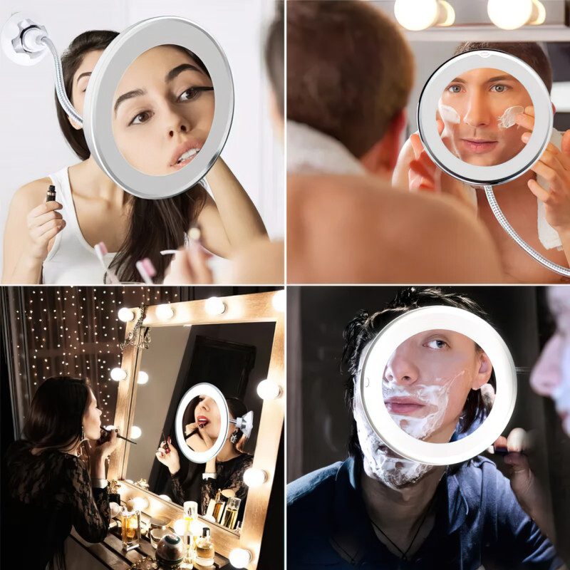 Зеркало на присоске Ultra Flexible Mirror с подсветкой, гибкая ножка, с увеличением 5х, диаметр 12.8 см фото - 6