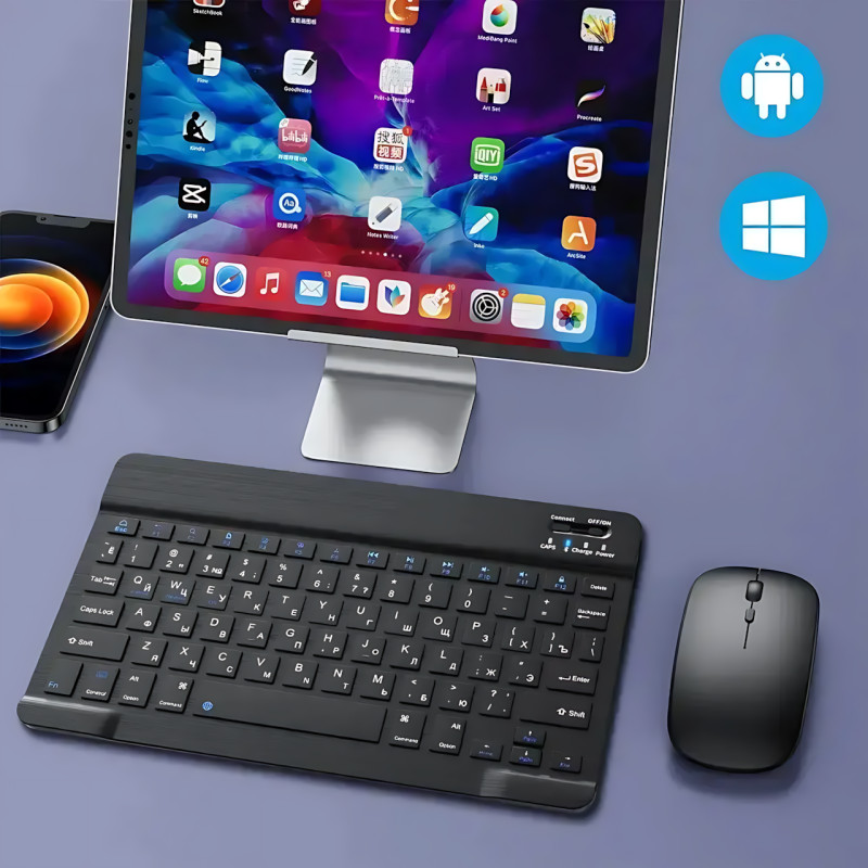 Бездротова клавіатура та миша 9212-BT Bluetooth, акумуляторна клавіатура 79 клавіш + оптична миша фото - 8