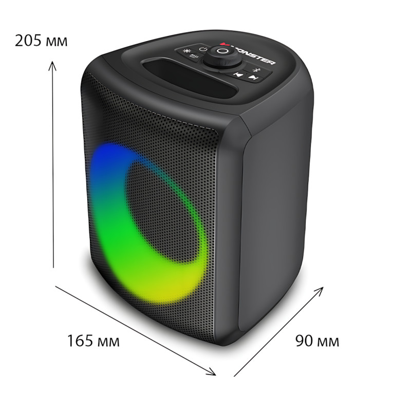 Bluetooth-колонка Monster Musicbox 40W, мінідинамік MS22150 — вологозахист IPX5, RGB-підсвітка, Li-Ion 2000 мА·год фото - 10