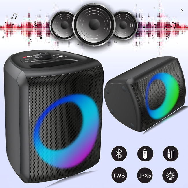 Bluetooth-колонка Monster Musicbox 40W, мінідинамік MS22150 — вологозахист IPX5, RGB-підсвітка, Li-Ion 2000 мА·год