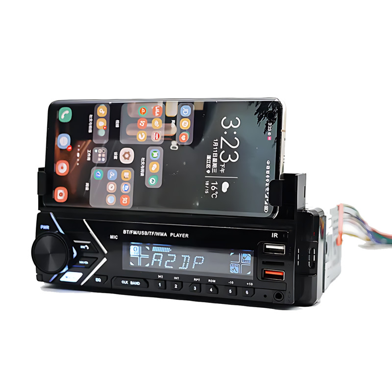 Автомагнітола MP3 7001 BT з тримачем для телефона — 1DIN, Bluetooth, FM, USB, AUX, 45W x 4, RGB-підсвітка фото - 3