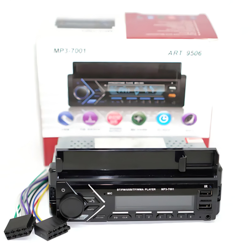 Автомагнітола MP3 7001 BT з тримачем для телефона — 1DIN, Bluetooth, FM, USB, AUX, 45W x 4, RGB-підсвітка фото - 6