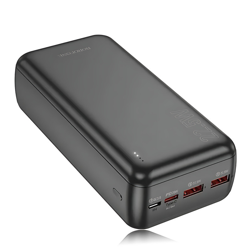 Внешний аккумулятор BOROFONE BJ38B 30000mAh – 22.5W QC + 20W PD, 3 выхода, LED-индикатор фото - 7