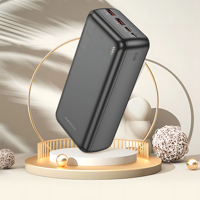 Внешний аккумулятор BOROFONE BJ38B 30000mAh – 22.5W QC + 20W PD, 3 выхода, LED-индикатор