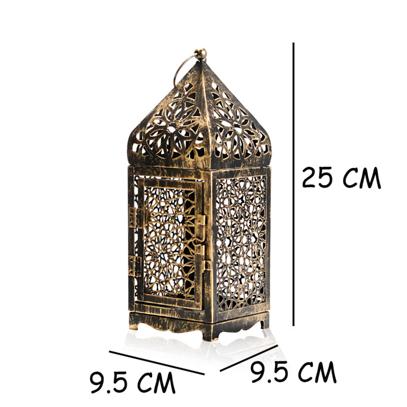 Марокканський декоративний свічник MA756, металевий ліхтар-лампа для свічок, настільний лантерн у вінтажному стилі, 25 см фото - 47