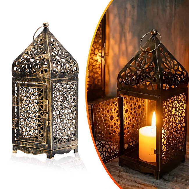 Марокканський декоративний свічник MA756, металевий ліхтар-лампа для свічок, настільний лантерн у вінтажному стилі, 25 см