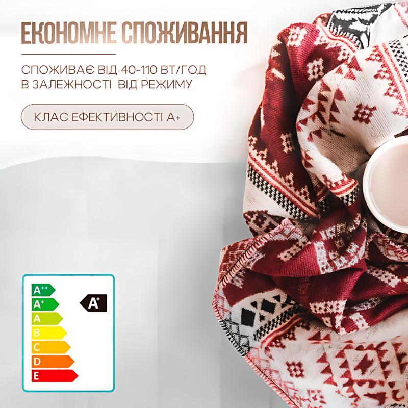 Електропростирадло півтораспальне YASAM, 2 режими, до 47 &deg;C, байка, 120х160 см, сірий фото - 7