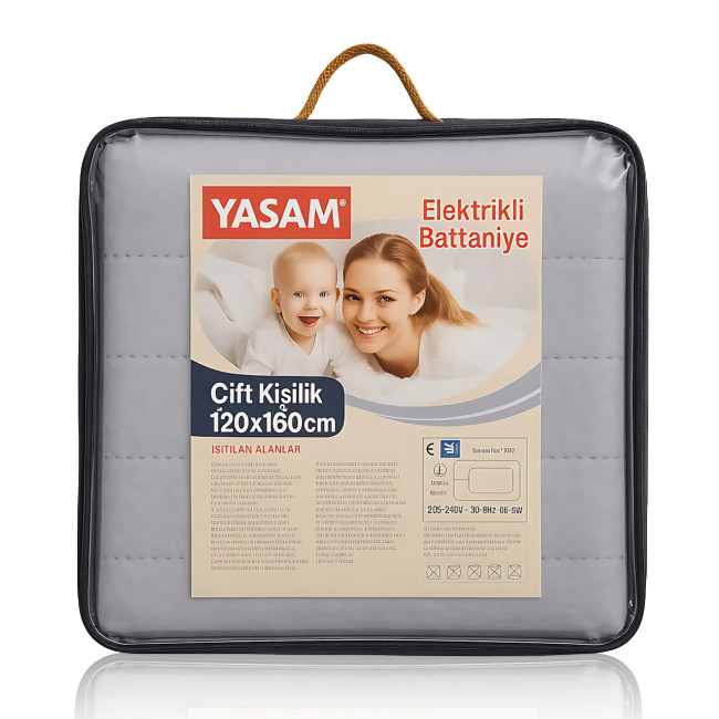 Електропростирадло півтораспальне YASAM, 2 режими, до 47 &deg;C, байка, 120х160 см, сірий