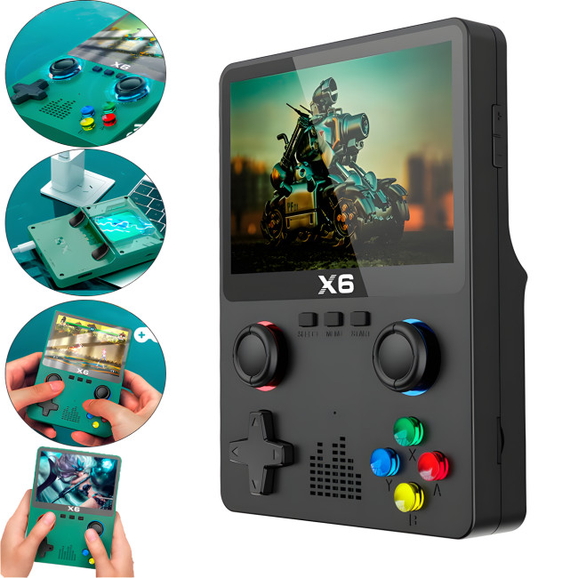 Портативна ігрова консоль приставка X6 3,5" IPS-екран, 10000 ігор 11 емуляторів, 2000 мА·год