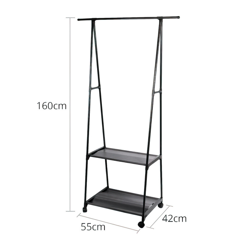 Стойка-вешалка для одежды и обуви Coat Rack Pro с нагрузкой до 30 кг, 2 полки, 1 перекладина, алюминиевая фото - 7