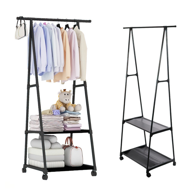 Стойка-вешалка для одежды и обуви Coat Rack Pro с нагрузкой до 30 кг, 2 полки, 1 перекладина, алюминиевая