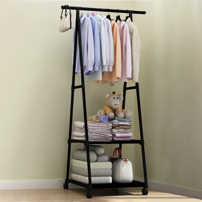 Стойка-вешалка для одежды и обуви Coat Rack Pro с нагрузкой до 30 кг, 2 полки, 1 перекладина, алюминиевая фото - 5