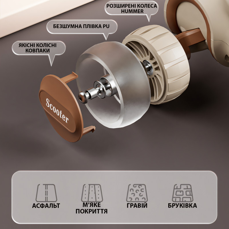 Скутер 3 в 1, детский трехколесный самокат Scooter H066 с подсветкой колес, складная конструкция, 3-12 лет фото - 5