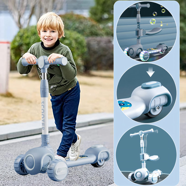 Скутер 3 в 1, детский трехколесный самокат Scooter H066 с подсветкой колес, складная конструкция, 3-12 лет