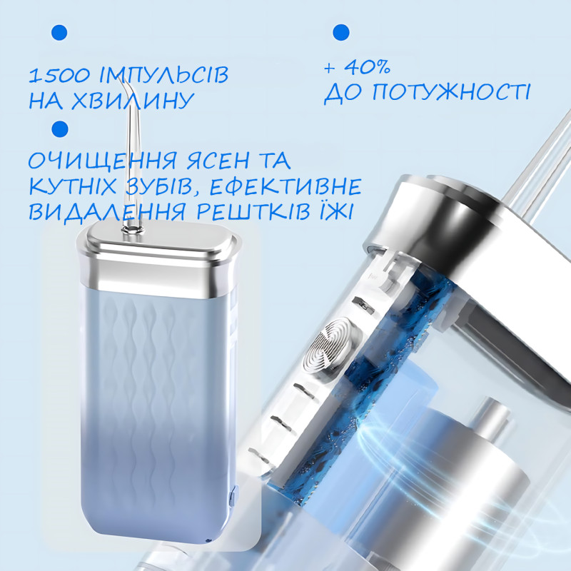 Іригатор порожнини рота портативний із зарядкою від USB, імпульсний очисник зубів LY-314 з 4 насадками фото - 6