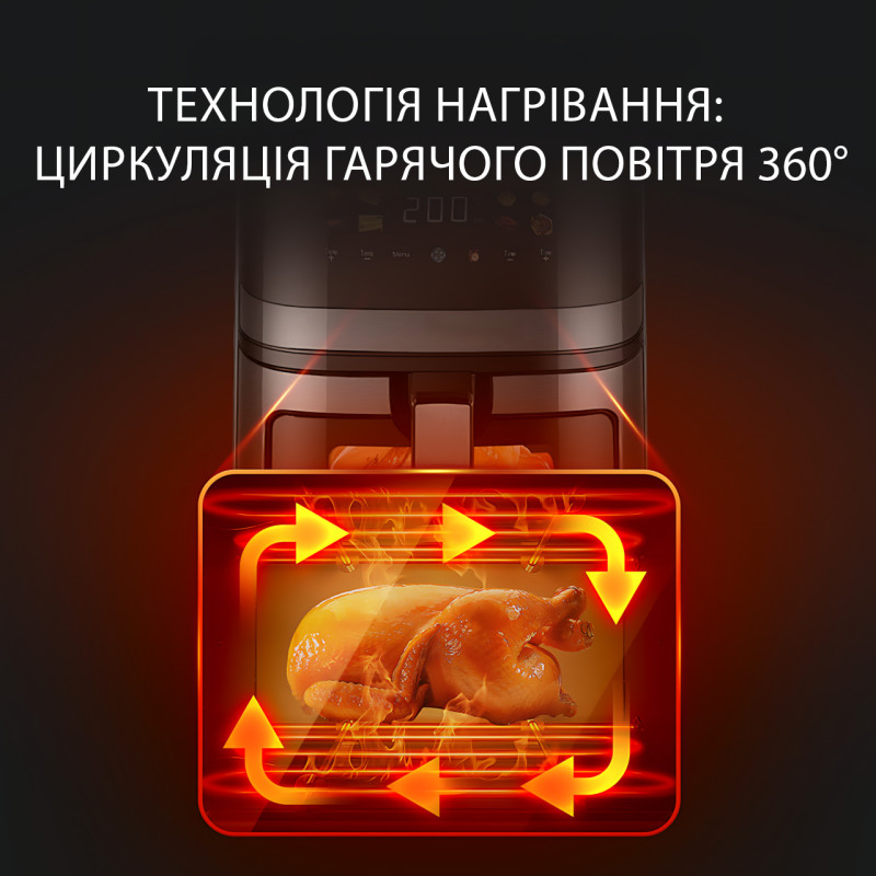 Аерогриль Zip line top XXXL MS-4804DW, 3800 Вт, 8 л, потужний аерофритюр з LED-дисплеєм, сенсорне керування фото - 8