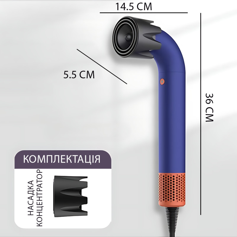 Фен-стайлер DYS Supersonic LY-201, 1200 Вт, 3 температури, 3 швидкості, холодний обдування, синій фото - 8