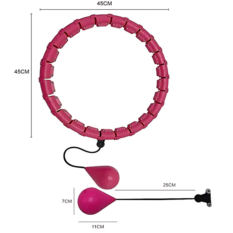 Массажный хулахуп SMALL box разборный, регулируемый, с утяжелителем, 24 секции, розовый фото - 10