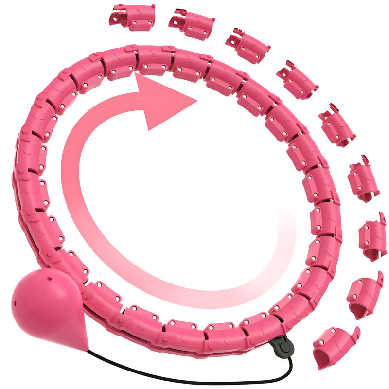 Массажный хулахуп SMALL box разборный, регулируемый, с утяжелителем, 24 секции, розовый фото - 2