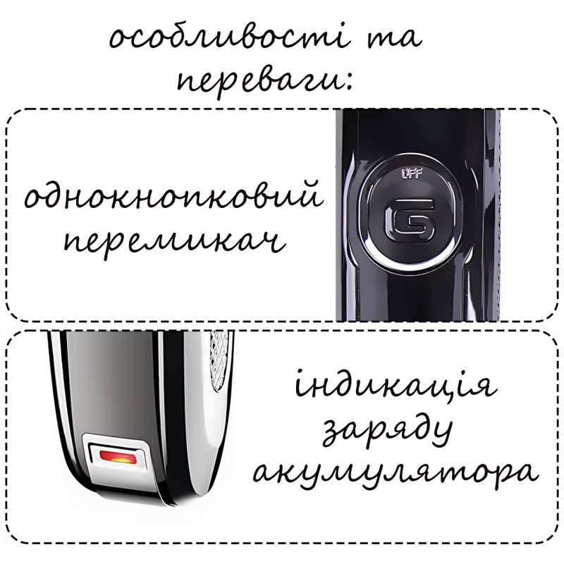 Триммер-машинка для стрижки Gemei GM-6050, 3 Вт, работа от аккумулятора, насадки для бороды, носа, ушей, тела, нержавеющая сталь фото - 7