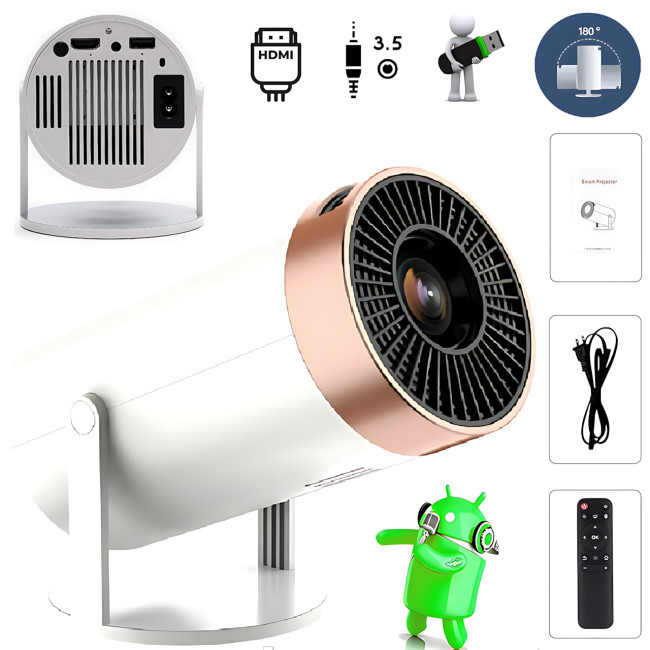 Портативний смарт-проєктор 130" з WiFi та Bluetooth, Android 11, мініпроєктор 3326 для дому