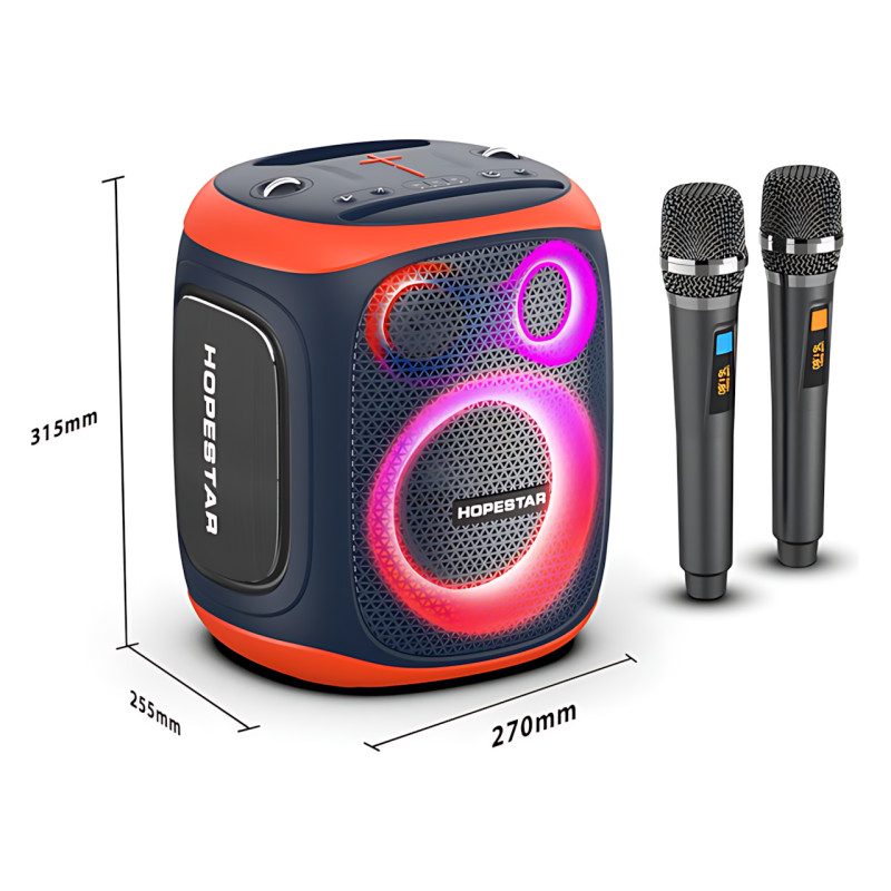 Беспроводная Bluetooth колонка Hopestar Party 130, 120 Вт, 22000 мАч, 2 микрофона, караоке, TWS, LED, IPX5 Серый фото - 10