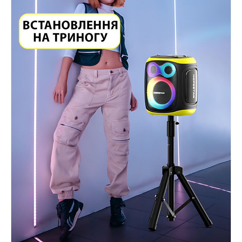 Беспроводная Bluetooth колонка Hopestar Party 130, 120 Вт, 22000 мАч, 2 микрофона, караоке, TWS, LED, IPX5 Серый фото - 6