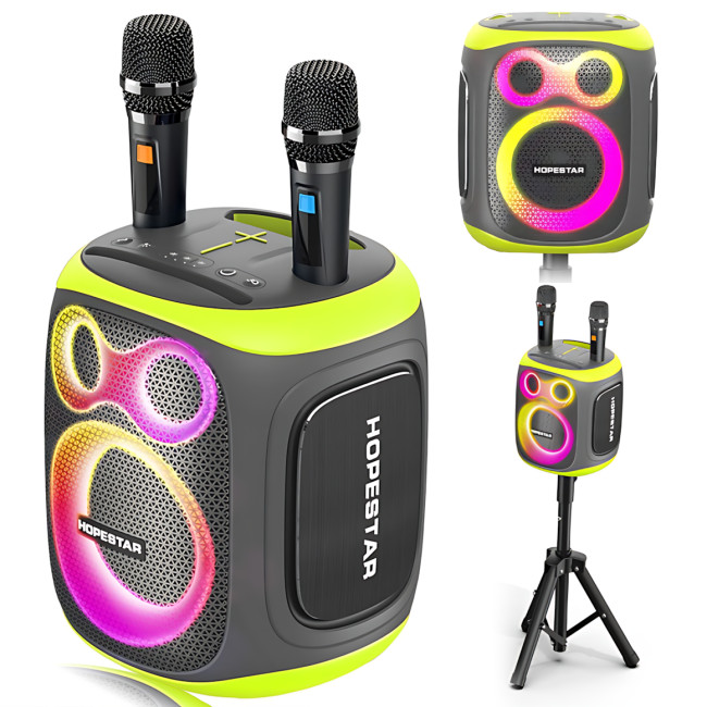 Беспроводная Bluetooth колонка Hopestar Party 130, 120 Вт, 22000 мАч, 2 микрофона, караоке, TWS, LED, IPX5 Серый