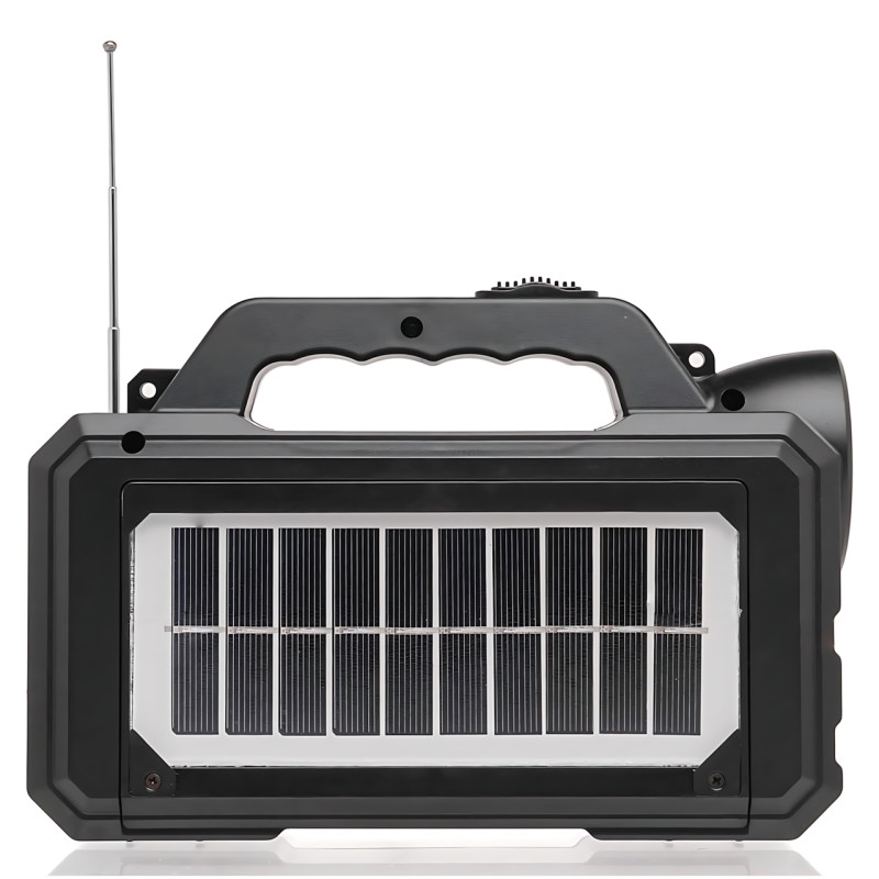 Туристический ручной фонарь GD-8077FM Solar с солнечной батареей, Power Bank 4000 мАч, FM-радио, 2 LED-лампы 3 Вт, USB-выход фото - 5