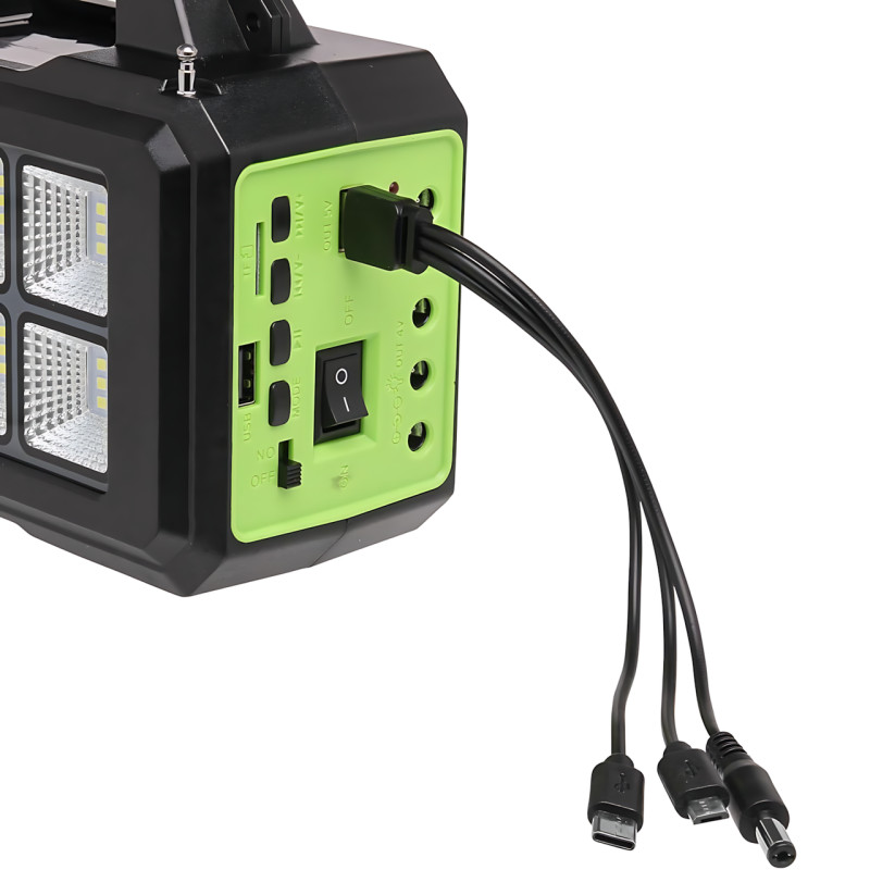 Туристический ручной фонарь GD-8077FM Solar с солнечной батареей, Power Bank 4000 мАч, FM-радио, 2 LED-лампы 3 Вт, USB-выход фото - 7