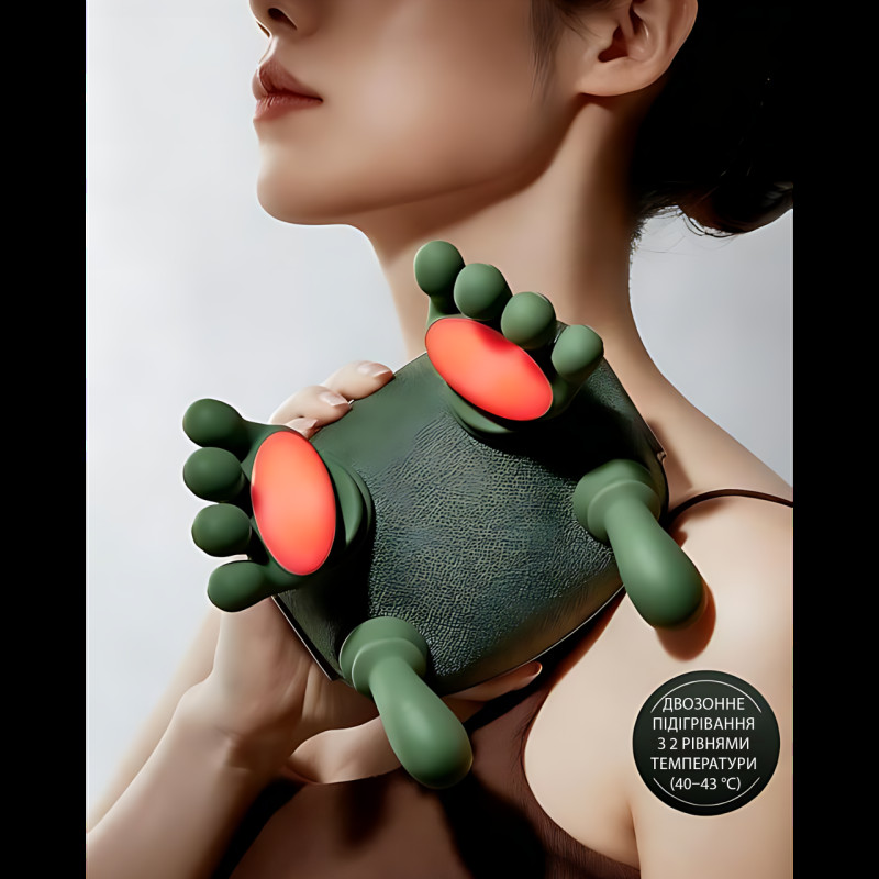 Беспроводной аккумуляторный массажер для шеи и плеч FZ-831 Hand Shiatsu 4D с подогревом, портативный, глубокий массаж спины фото - 3