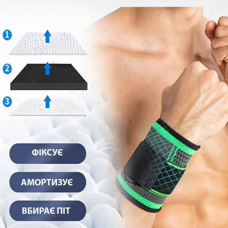 Компресійний бандаж на кисть pressurized wristbands, еластичний бинт на зап'ястя для занять спортом, липучка фото - 8
