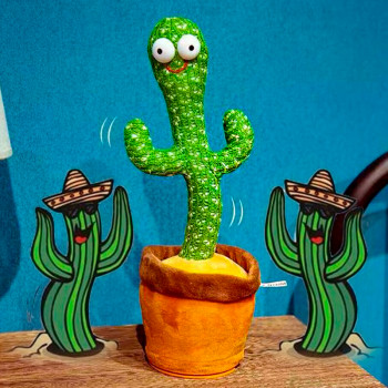 Большой танцующий кактус LOL Cactus 32 см, повторюша, 120 мелодий, на батарейках